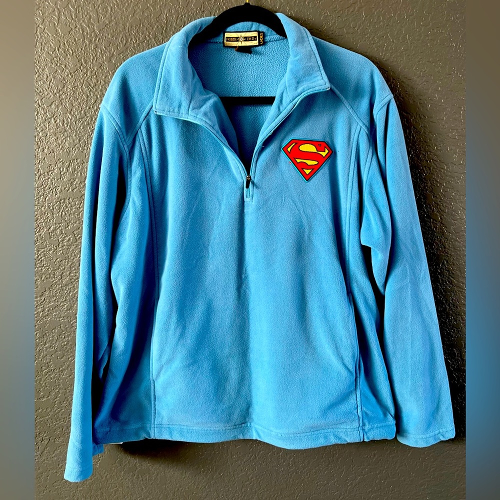 North End Blue Fleece Superman 1/4 Zip Pullover XL